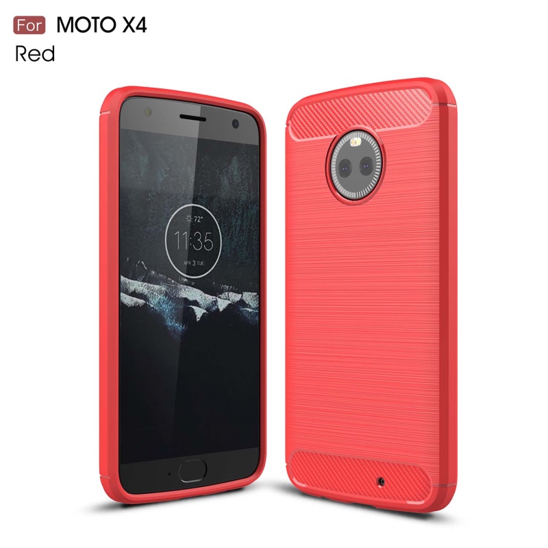 Case Moto X4 #เคสฝาหลัง TPU นิ่มพื้นผิวคาร์บอนไฟเบอร์แบบขัดแปรง สีสันสวยงามทันสมัย