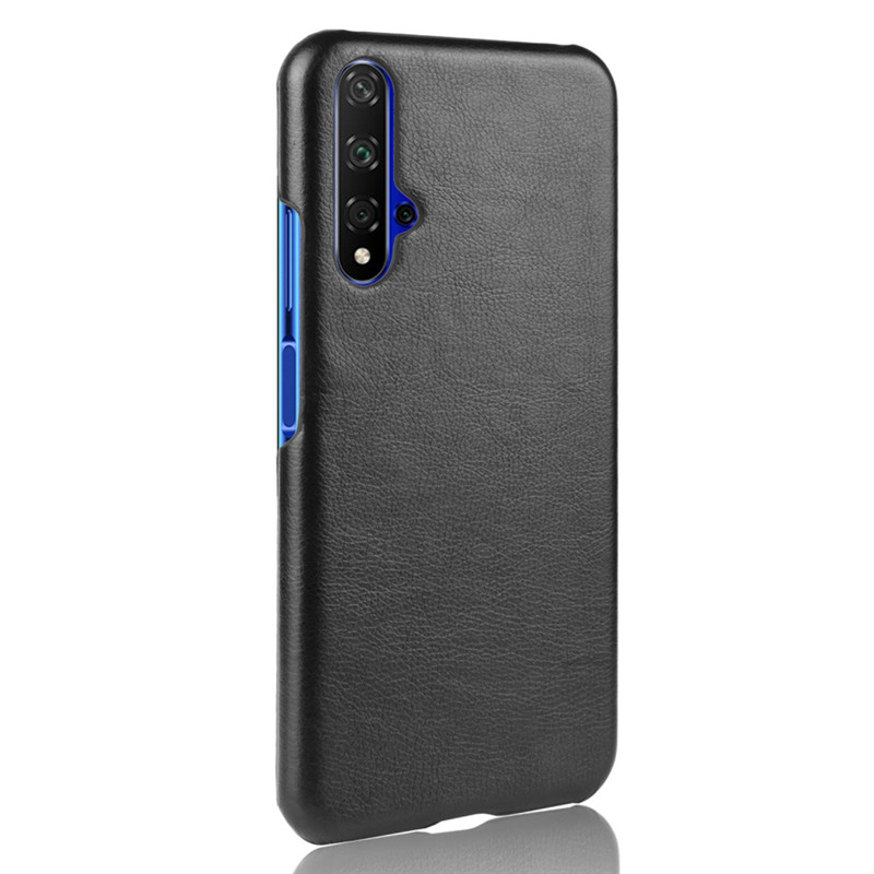 เคส Huawei Nova 5T #เคสฝาหลังพลาสติกแข็งเคลือบหนัง PU ลายผิวลิ้นจี่ Litchi Skin Leather Coated