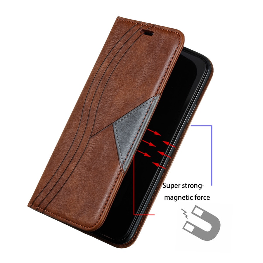Case iPhone 13 Pro Max#เคสฝาพับหนัง PU มีช่องเสียบ ID บัตรอื่นๆในตัว Geometric Pattern Leather Card Holder Protective