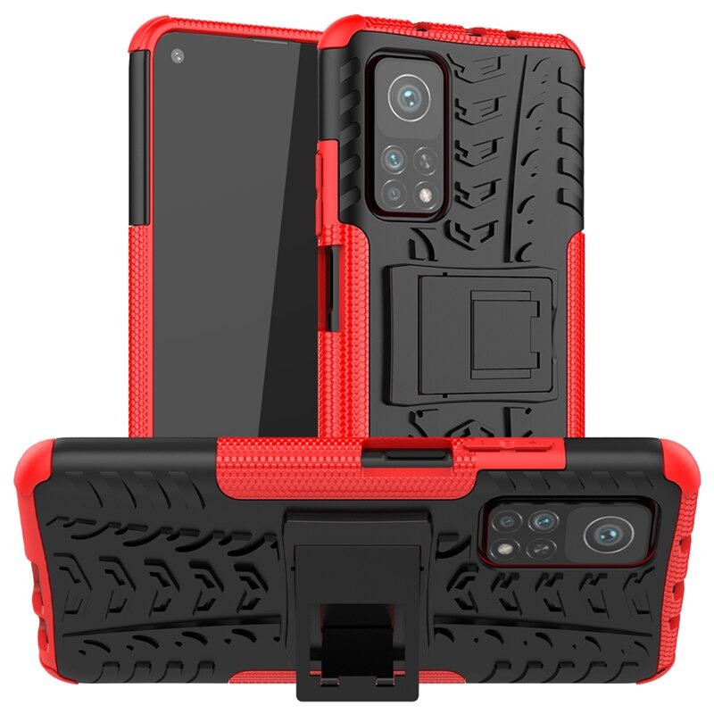 Case Xiaomi Mi 10T #เคสฝาหลังกันลื่น Cool Tyre Pattern Kickstand (PC + TPU)