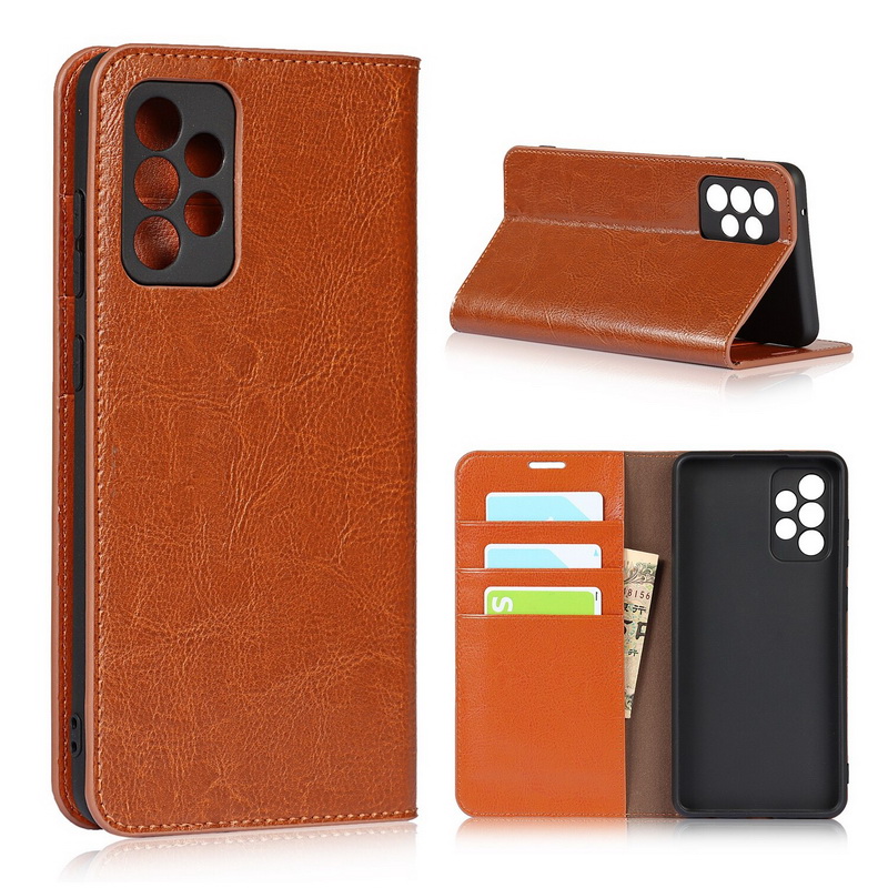 Case Samsung Galaxy A72 / A72 5G #เคสฝาพับหนังแท้แบบกระเป๋าสตางค์คุณภาพดี Crazy Horse Genuine Leather Cover