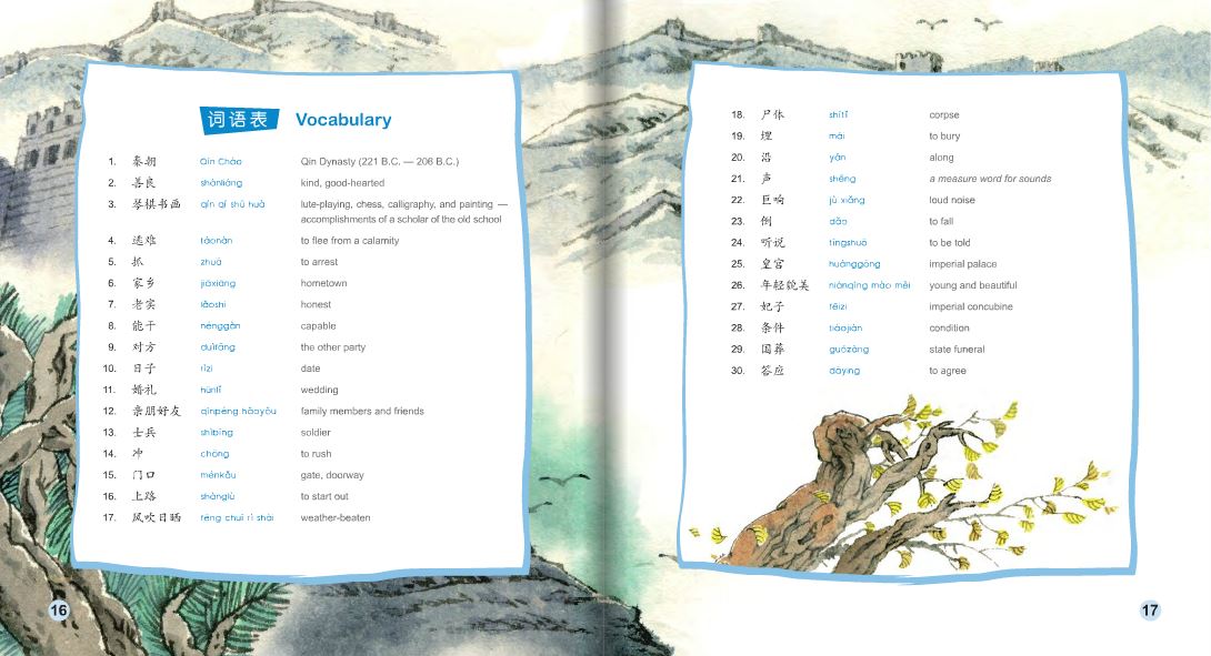 หนังสือการ์ตูนอ่านนอกเวลาภาษาจีน-เม่งเจียงหนี่ร่ำไห้สะเทือนกำแพงเมืองจีน(นิทานพื้นบ้านจีน) +CD 中文小书架—汉语分级读物(中级):民间故事 孟姜女哭长城(含1CD-ROM)The Chinese Library Series - Chinese Graded Readers (Intermediate): Folktales - The Tear of Meng Jiangnu+CD