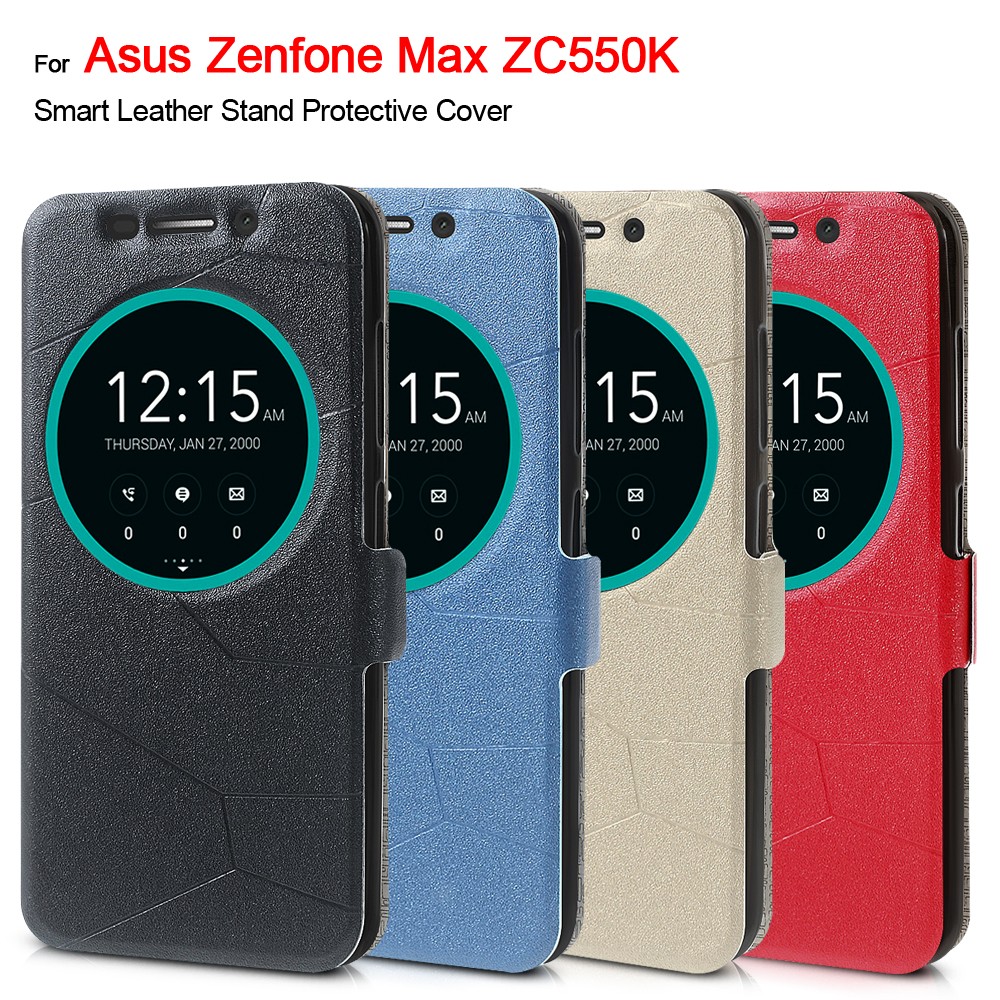 Case Asus Zenfone Max ZC550KL ฝาพับหนัง PU เป็นลายเส้นมีช่องวิว สีสันสดใส