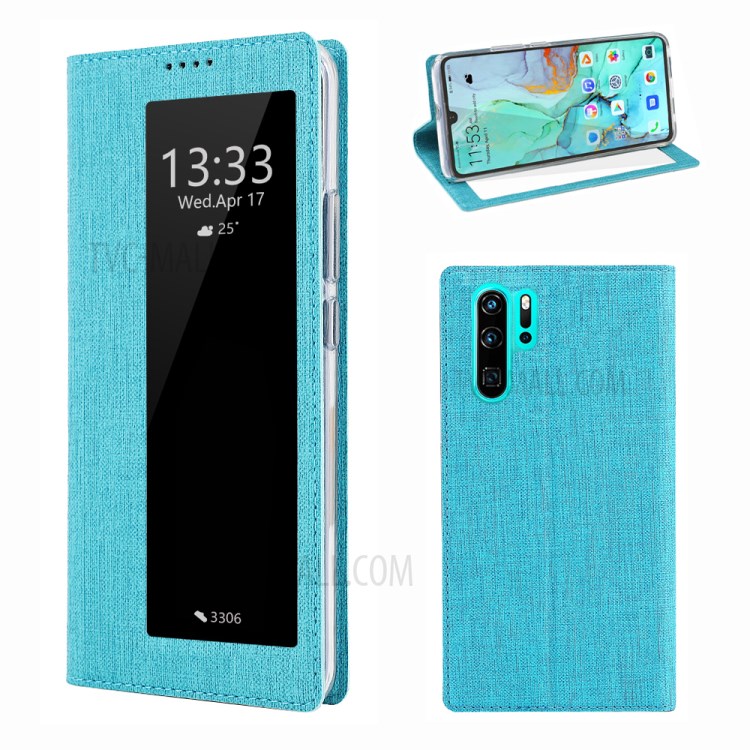 เคส Huawei P30 Pro #เคสฝาพับหนังฝาพับมีช่องวิวด้านข้าง VILI DMX Cross Texture View Window Leather