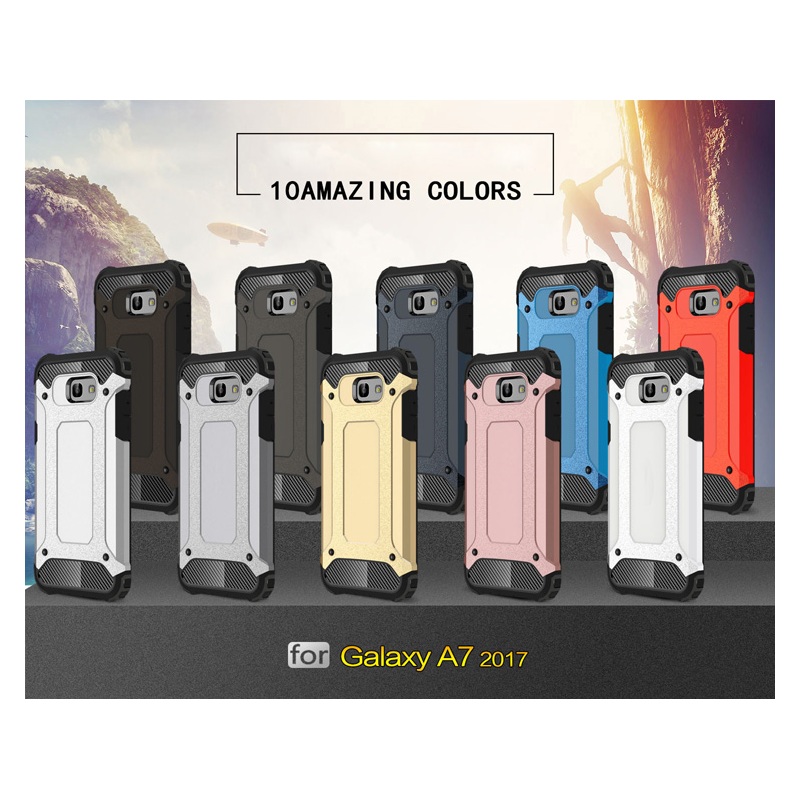 Case Samsung Galaxy A7 2017#เคสฝาหลังไฮบริดกันกระแทก Armor Guard PC + TPU สีบรอนซ์ #พร้อมส่ง
