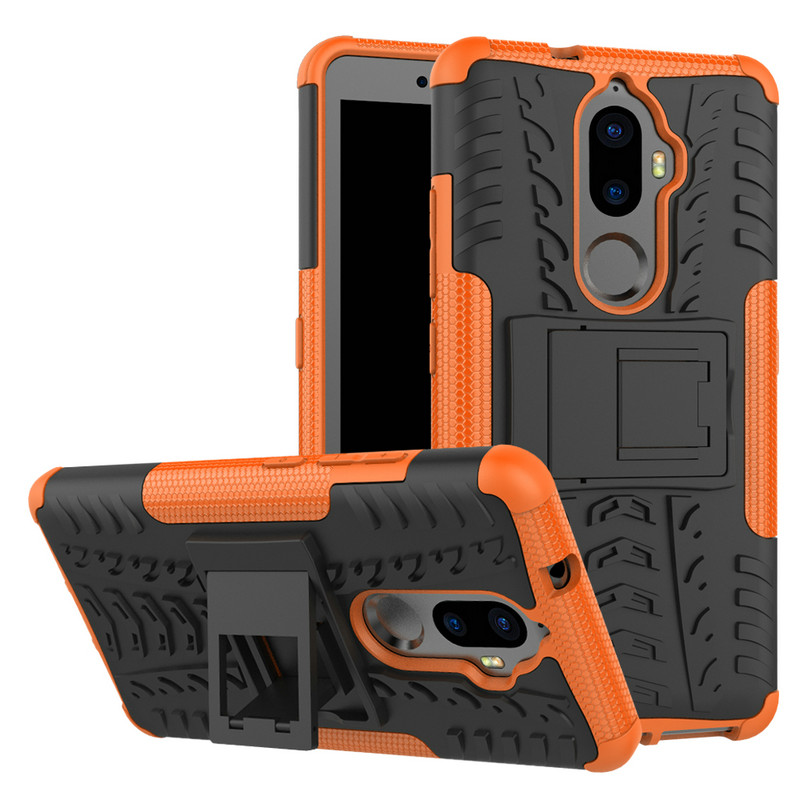 Case Lenovo K8 Plus #เคสฝาหลังไฮบริดรูปแบบยางรถยนต์ Kickstand TPU + PC 2 in 1 สีสันสวยงามทันสมัย