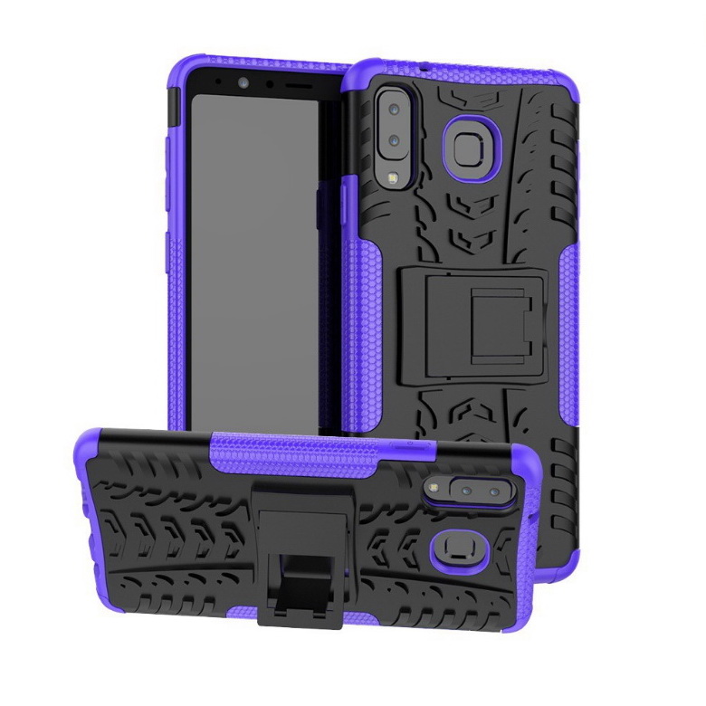 Case Samsung Galaxy A8 Star #เคสฝาหลังกันลื่น Cool Tyre Pattern Kickstand (PC + TPU)