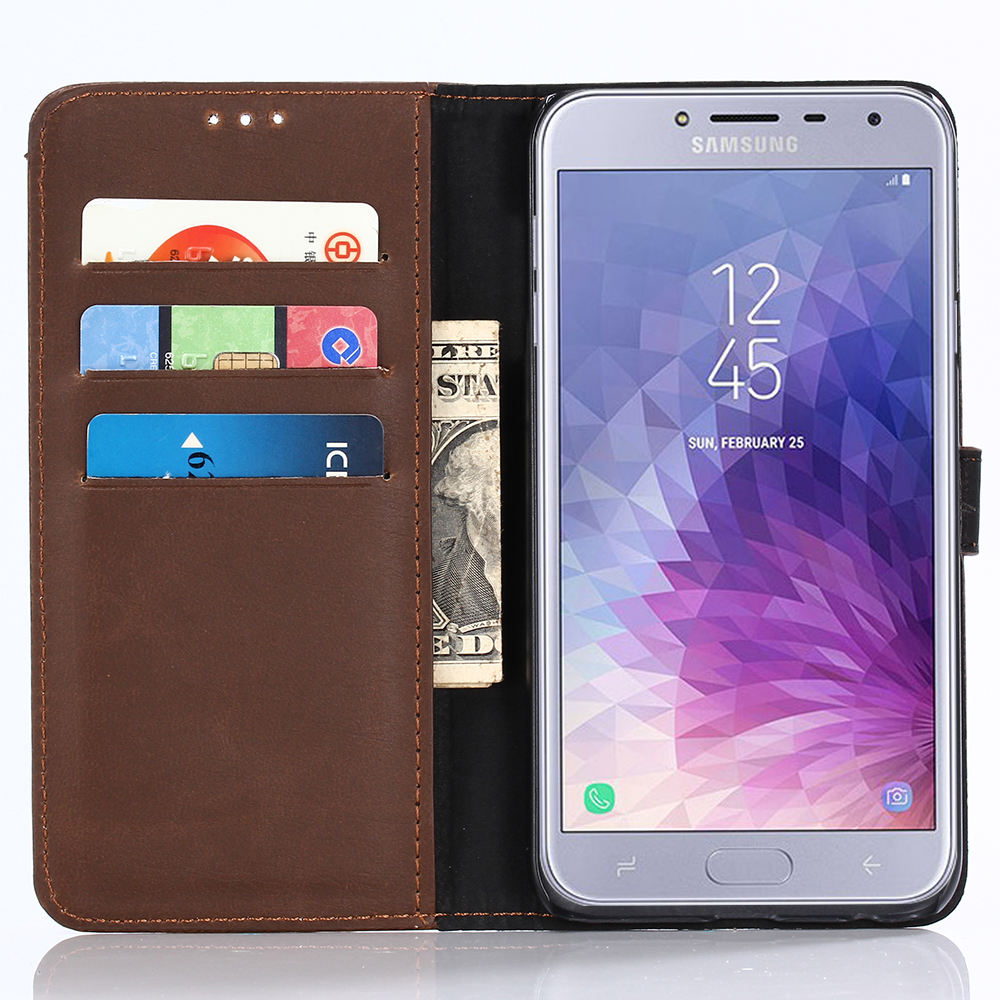 เคส Samsung Galaxy J4 (2018) #เคสฝาพับหนัง PU แบบกระเป๋าสตางค์สไตล์ย้อนยุค