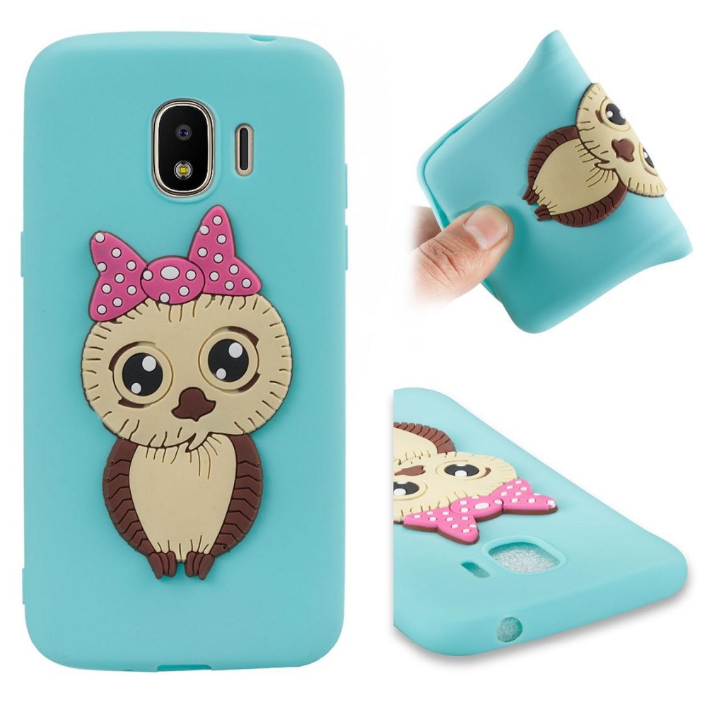 Case Samsung Galaxy J2 Pro (2018) #เคสฝาหลังนิ่มลายนกฮูกติดโบ 3D น่ารัก Lovely 3D Owl with Bowknot Pattern