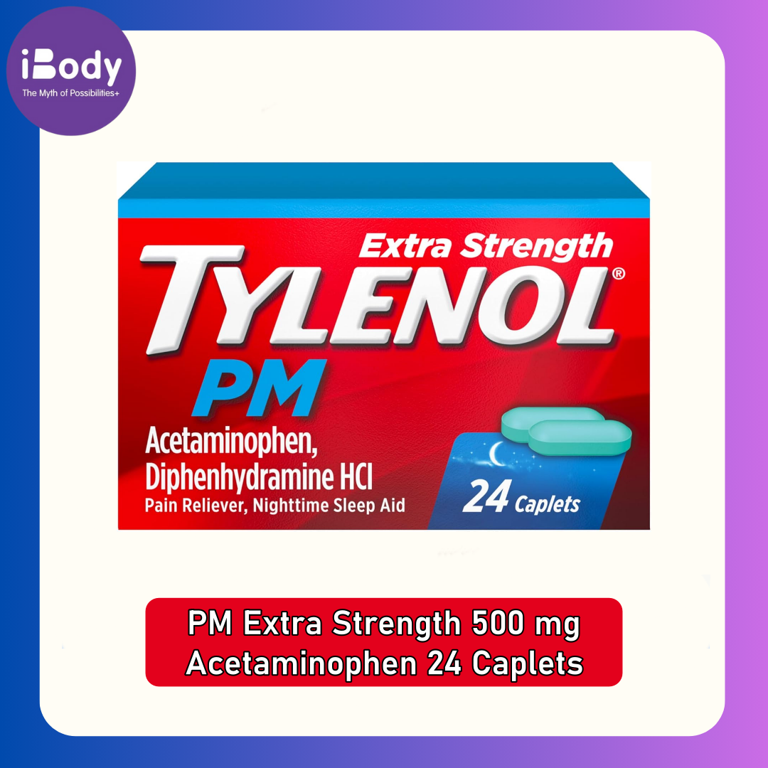 40%-80% Sale!!! EXP.02-10/2025 Tylenol® PM Extra Strength 500 mg Acetaminophen 24 Caplets ยาบรรเทาอาการปวดหัว เป็นไข้ เมื่อยล้า ตอนกลางคืน