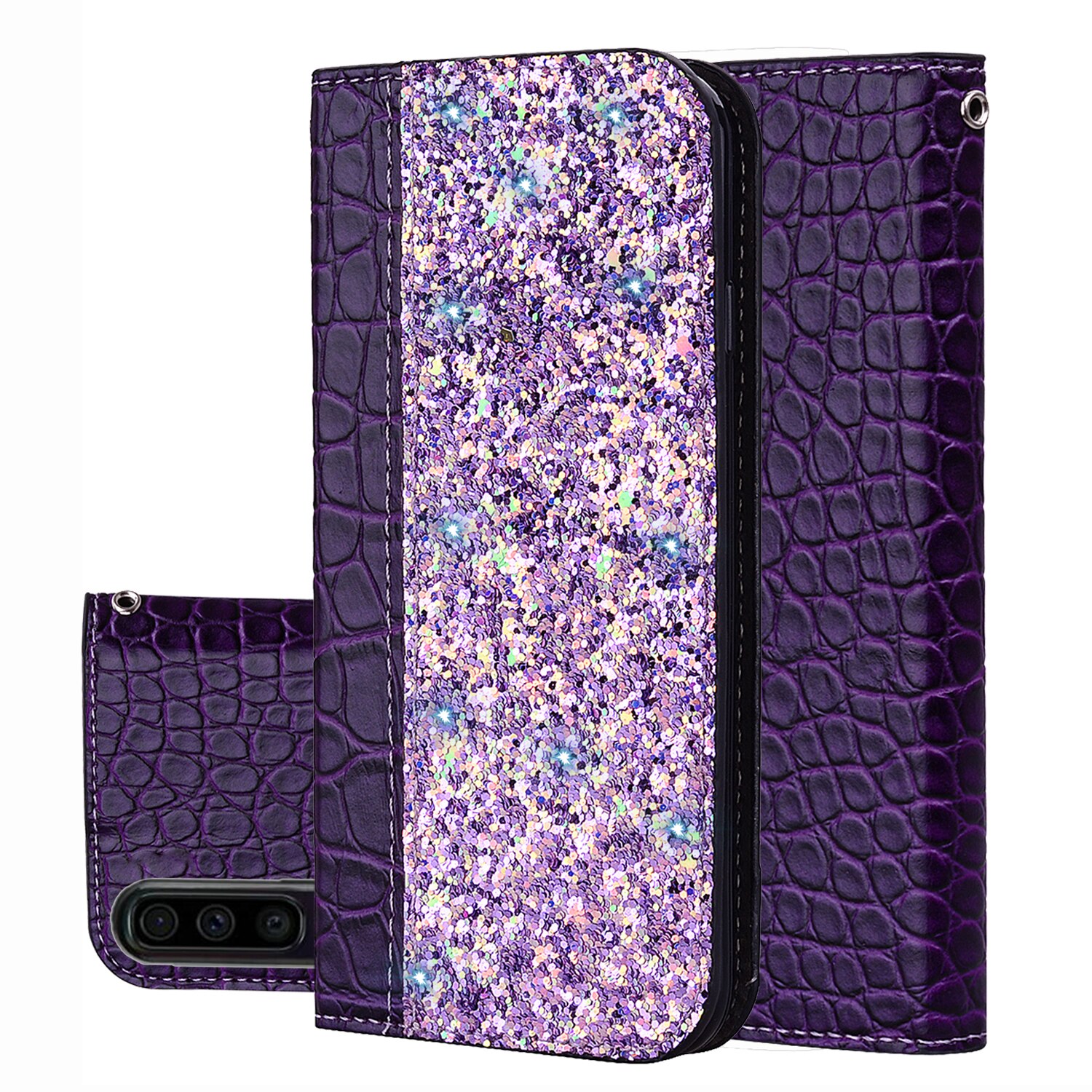 Case Nokia 7 plus #เคสฝาพับหนัง PU ลายหนังจระเข้ Crocodile Texture Glittery Sequins Splicing มีช่องใส่การ์ด