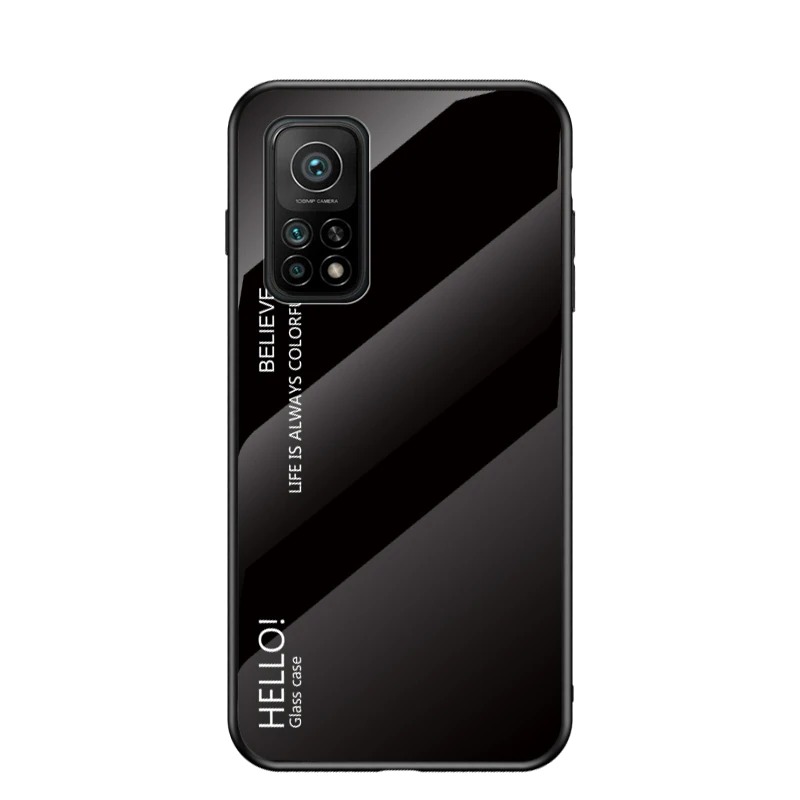 เคส Xiaomi Mi 10T Pro #เคสฝาหลัง Gradient Color Glass + PC + TPU Hybrid Case