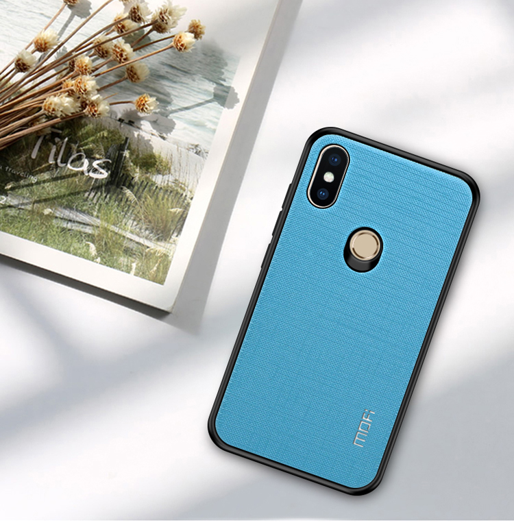 Case Xiaomi Mi 8 (6.21 นิ้ว) #เคสฝาหลังนิ่ม Bright Shield Series ผิวลายเนื้อผ้า PC TPU Hybrid Case