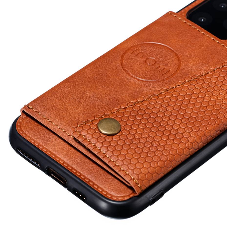 Case iPhone 11 6.1 inch #เคสฝาหลัง TPU เคลือบหนัง PU มีที่เก็บบัตร PU Leather Coated TPU Card Holder Magnetic Kickstand