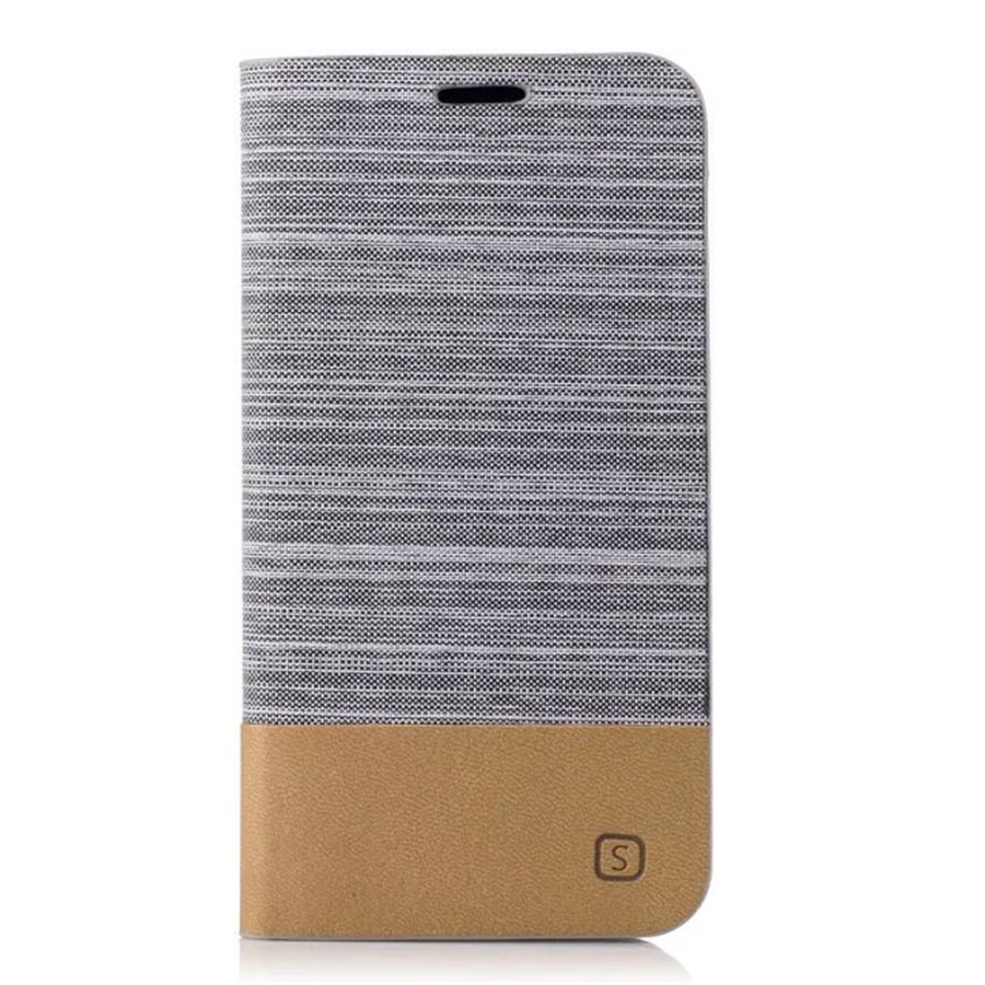 เคส Xiaomi Redmi 5A #เคสฝาพับหนัง PU ลายผิวผ้าใบออกแบบสีทูโทน
