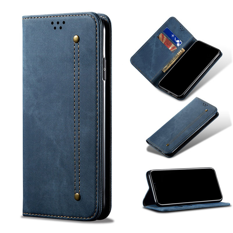 Case Huawei Y9 (2019) #เคสฝาพับสไตล์ย้อนยุคผิวผ้ายีนส์แบบกระเป๋าสตางค์