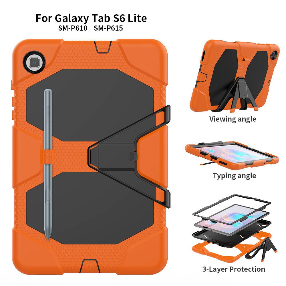 เคส Samsung Galaxy Tab S6 Lite 10.4 SM-P610 P615 P617 #เคสไฮบริดกันกระแทก ซิลิโคน+พลาสติกกันกระแทกมีขาตั้ง Shockproof Heavy Duty Armor