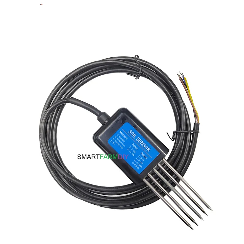 Soil sensor วัดความชื้นในดินอุณหภูมิความชื้น EC PH NPK (4-20mA 0-5V RS485 Modbus)