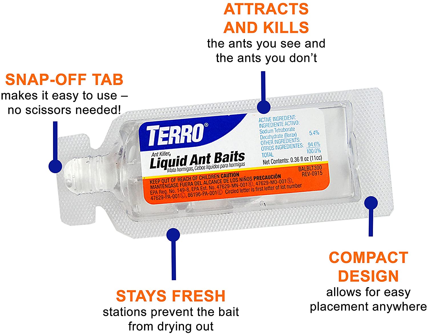 TERRO® T360 Ant & Roach Baits 4 Bait Stations ผลิตภัณฑ์กำจัดมดและแมลงสาบ