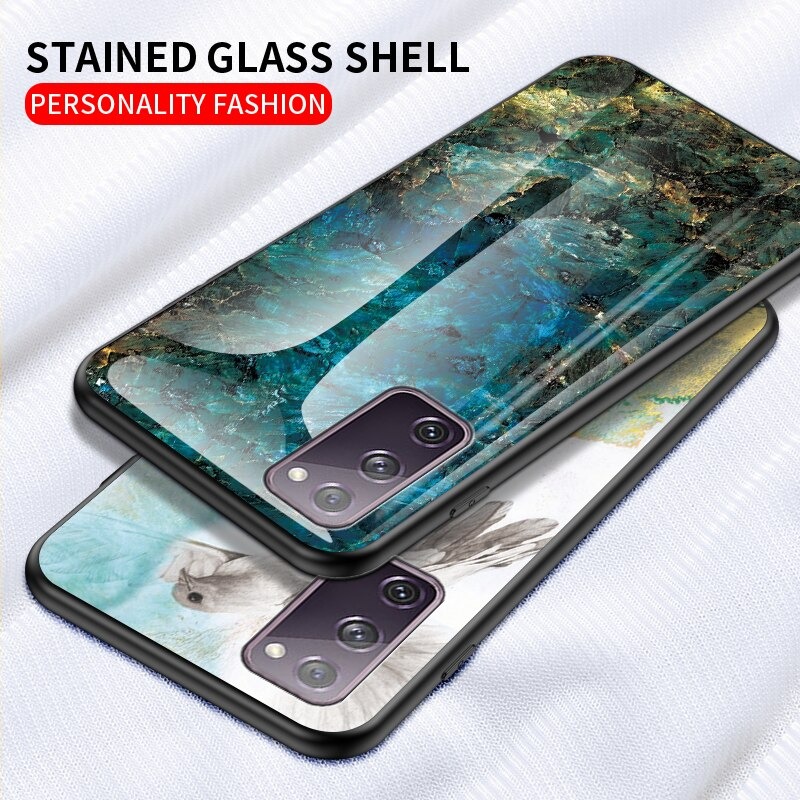 Case Samsung Galaxy M51 #เคสฝาหลัง Gradient Color ลายหินอ่อน Glass + PC + TPU Hybrid Case