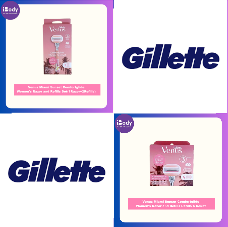 Gillette® Venus Miami Sunset Comfortglide Women's Razor and Refills ยิลเลตต์ วีนัส ชุดมีดโกน สำหรับผู้หญิง รีฟิล