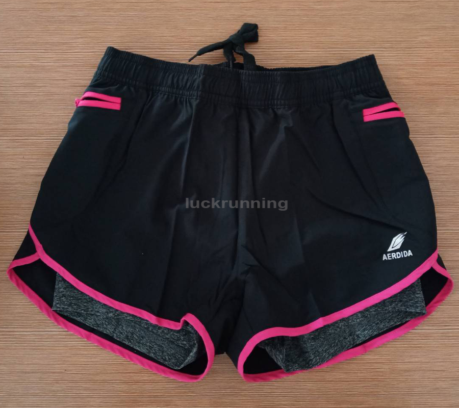 (SALE) กางเกงวิ่งมาราธอน ขาสั้นผู้หญิง มีซับใน 2-in-1 AERDIDA รุ่น W2017-33(G4)
