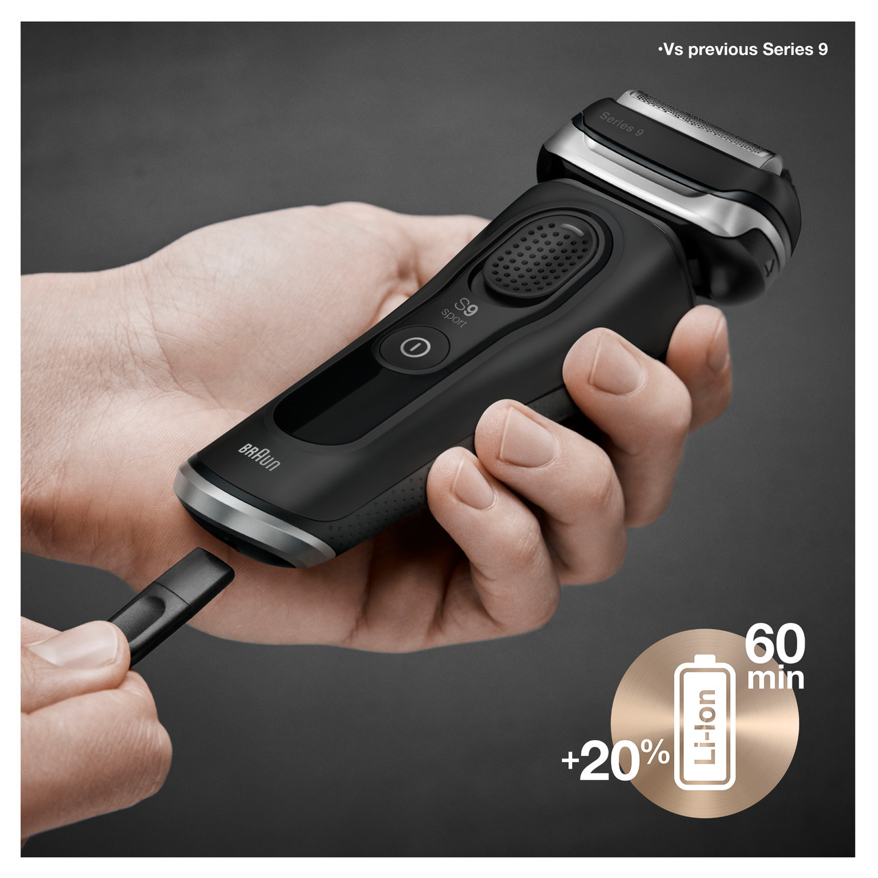 Braun® Series 9 Sport Shaver Clean With Charge System 9320cc, Black เครื่องตัดแต่งหนวดเครา พร้อมระบบทำความสะอาดและชาร์จ