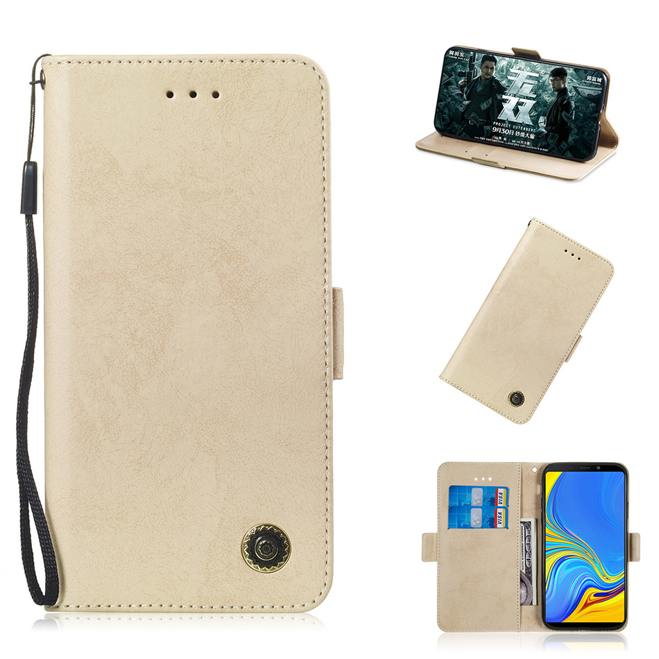 เคส Samsung Galaxy J4+ #เคสฝาพับแบบกระเป๋าสตางค์ Retro Style PU Leather Wallet