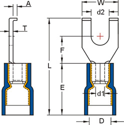 VINYL-INSULATED DOUBLE CRIMP FLANGE SPADE TERMINALS