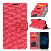 เคส Samsung Galaxy A6 (2018) #เคสฝาพับหนัง PU สไตล์กระเป๋าสตางค์ลายถักทอมีช่องใสบัตรและใส่รูป