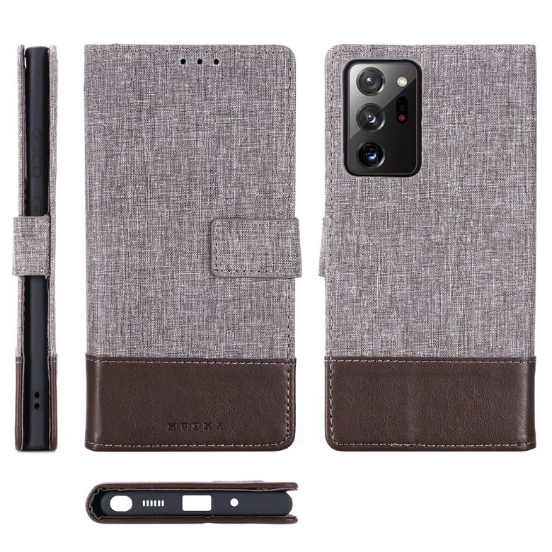 Case Samsung Galaxy Note 20 Ultra / Note 20 Ultra 5G #เคสแบบฝาพับ MUXMAหนังPU ออกแบบสีทูโทนตัดลายผ้า Canvas Splicing