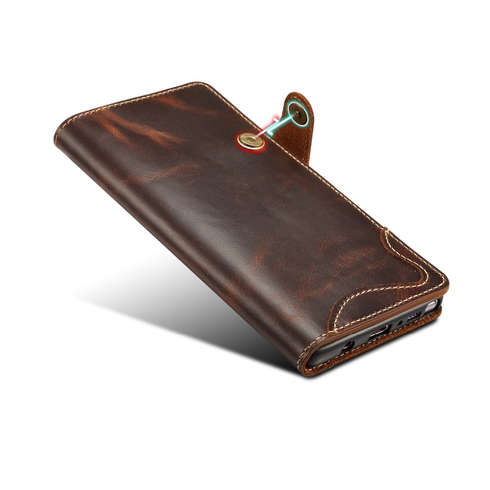 Case iPhone 14 #เคสฝาพับหนังแท้พร้อมสายคล้อง Genuine Wallet Leather Phone Cover with Lanyard