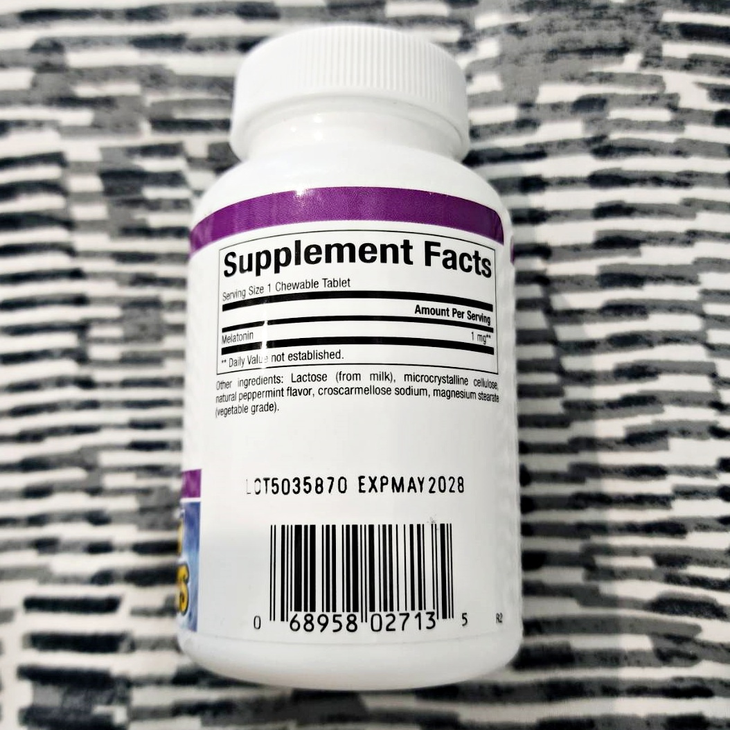 Natural Factors® Stress-Relax Melatonin 1 mg 90 Chewable Tablets เมลาโทนิน วิตามินช่วยให้นอนหลับ