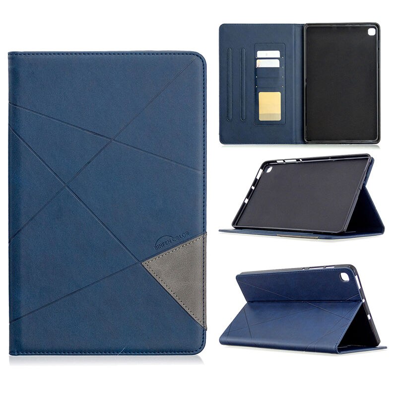เคส Samsung Galaxy Tab S6 Lite 10.4 SM-P610 P615 P617 #เคสฝาพับหนัง PU มีช่องเสียบ ID บัตรอื่นๆในตัว Geometric Pattern Leather Card Holder Protective