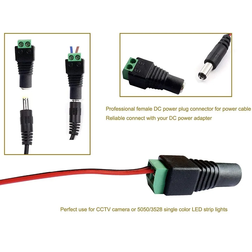 DC 12V Female 2.1*5.5mm Power Plug Adapter Jack Socket