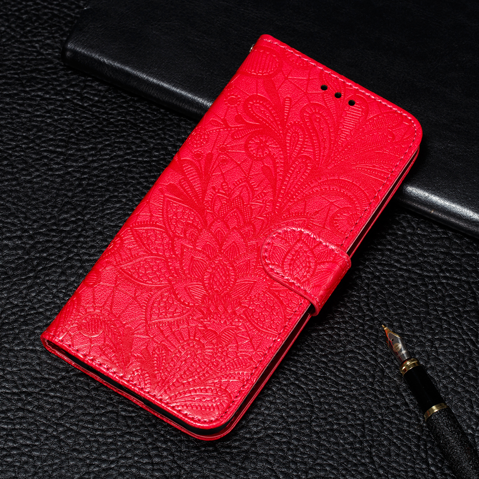 เคส Xiaomi Mi 10T #เคสฝาพับแบบกระเป๋าสตางค์หนัง PU พิมพ์ลายดอกไม้ลูกไม้ Imprint Lace Flower