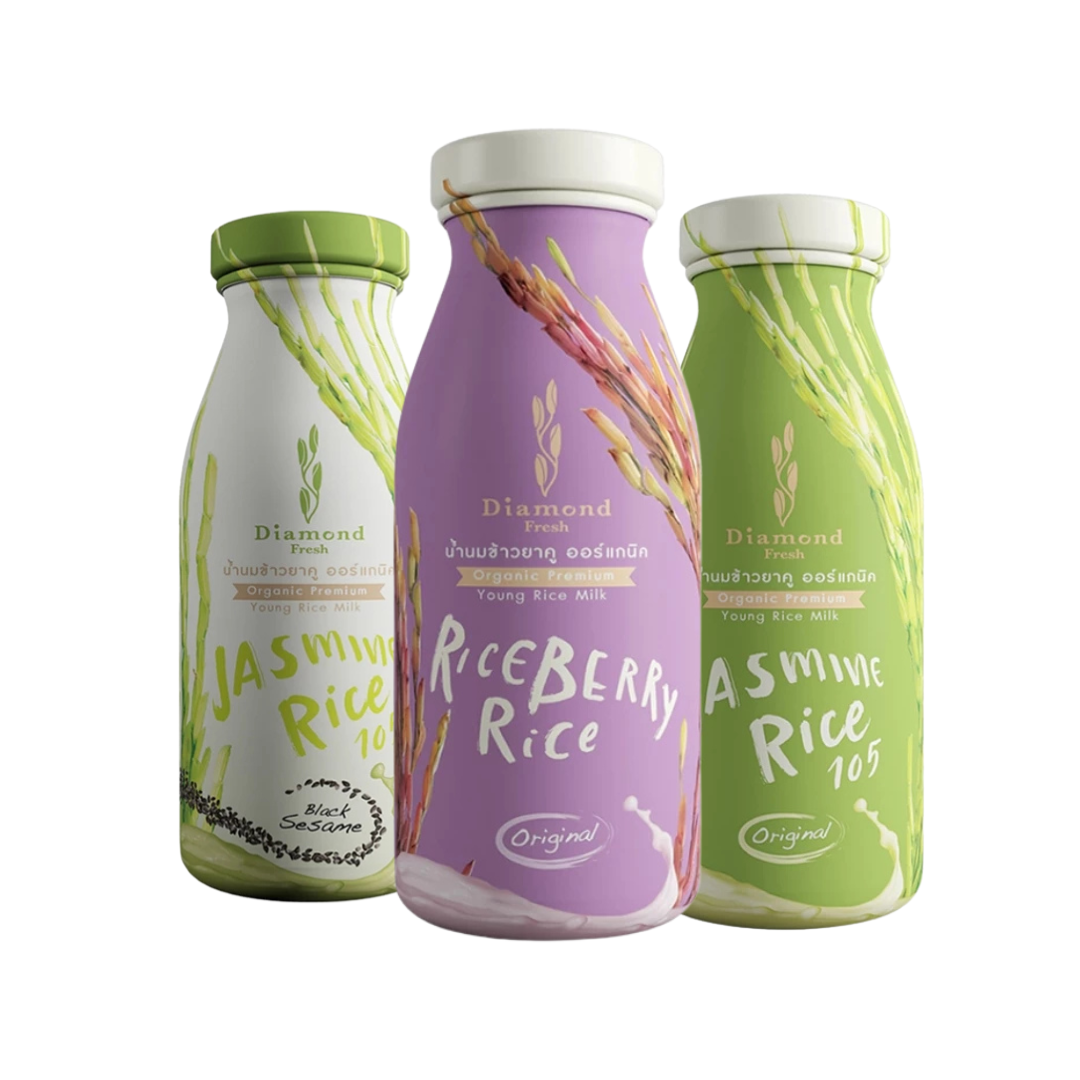 Diamond Fresh ไดมอนด์ เฟรช น้ำนมข้าว Set ออร์แกนิค คละ 3 รส 180ml. ไดมอนด์ เฟรช เครื่องดื่มสุขภาพ