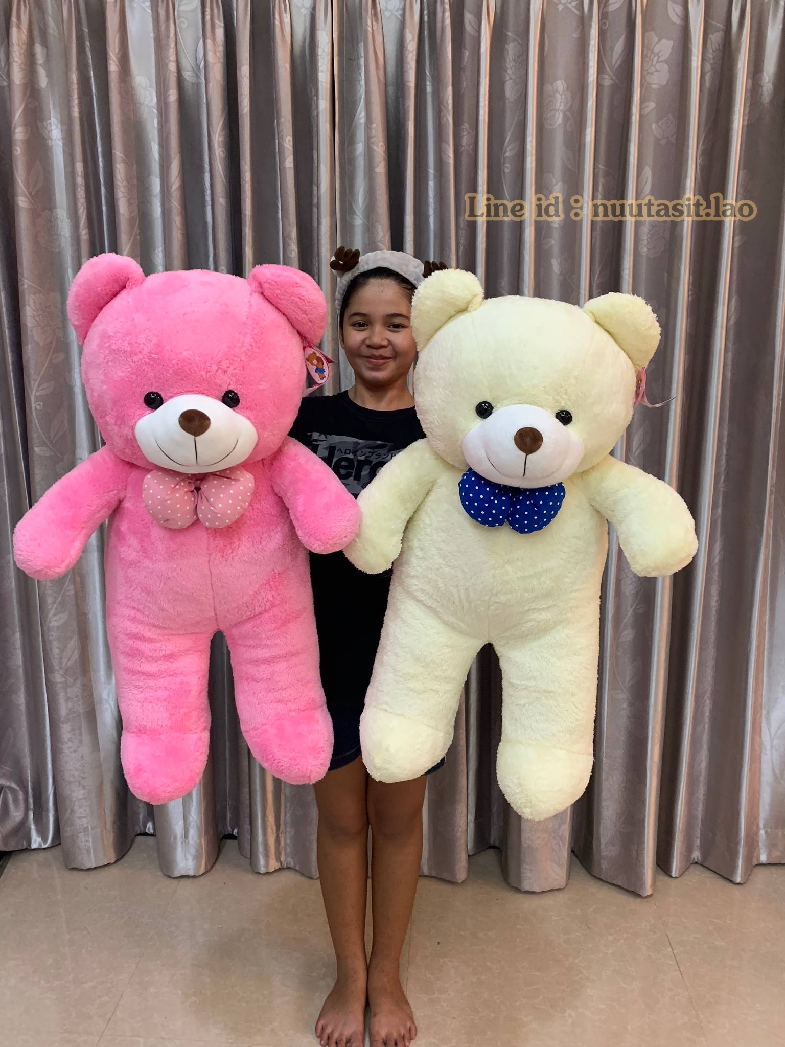 ตุ๊กตาหมีโบว์จุด ตัวใหญ่