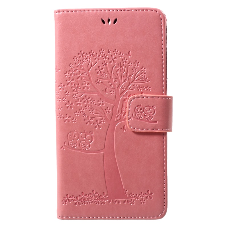 เคส Huawei Y7 (2017) #เคสฝาพับปั้มลายรูปต้นไม้ Imprint Tree Owl Leather Magnetic Wallet