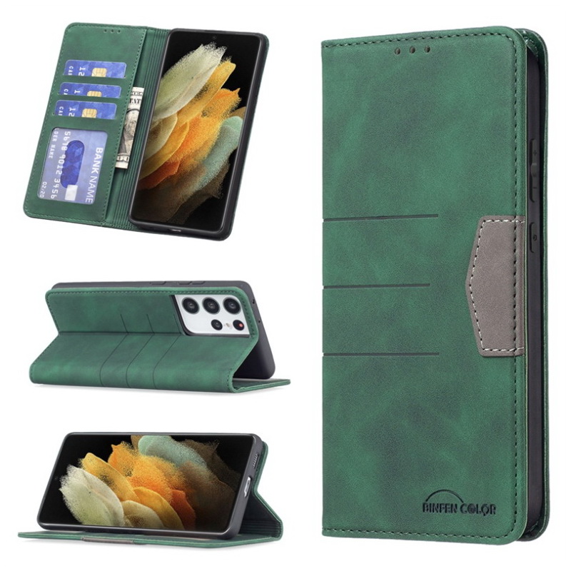เคส Samsung Galaxy S22 Ultra 5G #เคสฝาพับหนัง PU สไตล์กระเป๋าสตางค์พร้อมช่องใส่การ์ด Luxury Flip Stand Card Phone Leather Wallet Cover Casing
