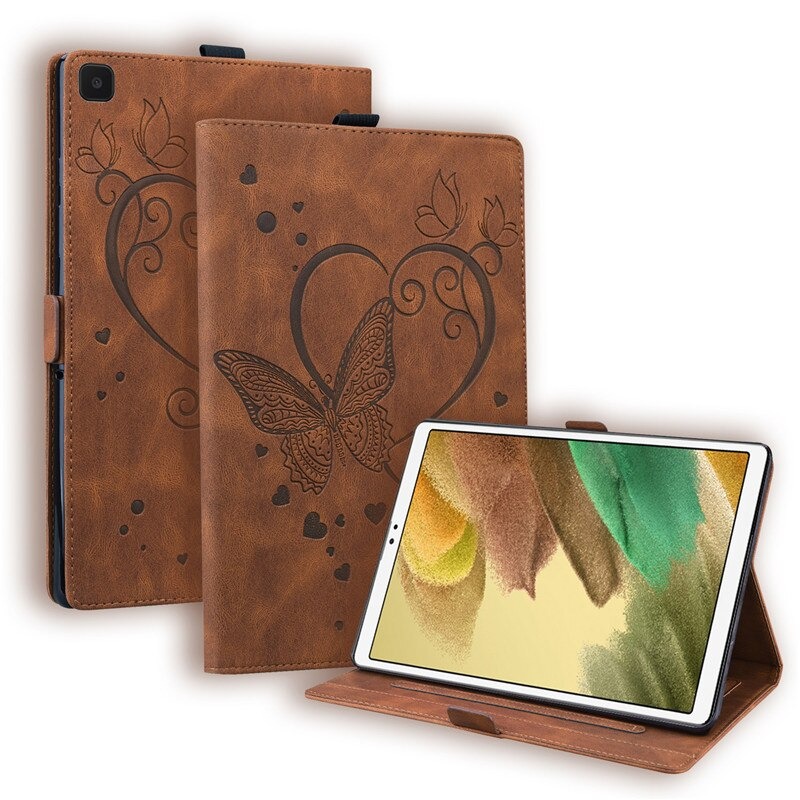 เคส Samsung Galaxy Tab A 8.0 (2019) T290 T295 #เคสฝาพับหนัง PU ลายผีเสื้อมีช่องใส่บัตร Embossed Love Butterflies Flip Leather Case