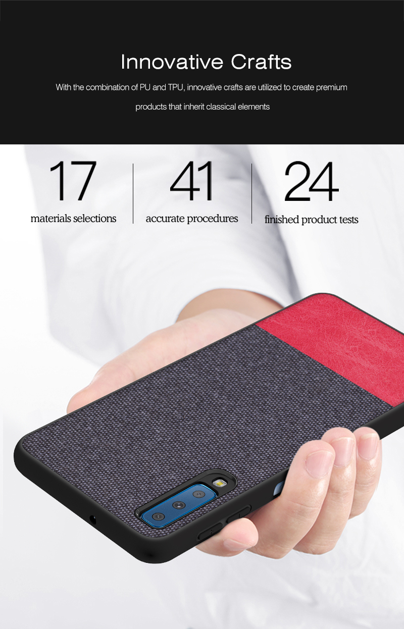 Case Samsung Galaxy A7 (2018) #เคสฝาหลังรูปแบบ Cloth Texture PU Leather + TPU