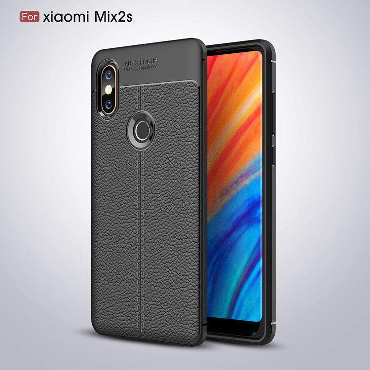Case Xiaomi Mi Mix 2s #เคสฝาหลัง TPU นิ่มลายหนัง PU ผิวลิ้นจี่ช่วยป้องกันลายนิ้วมือและกันลื่น