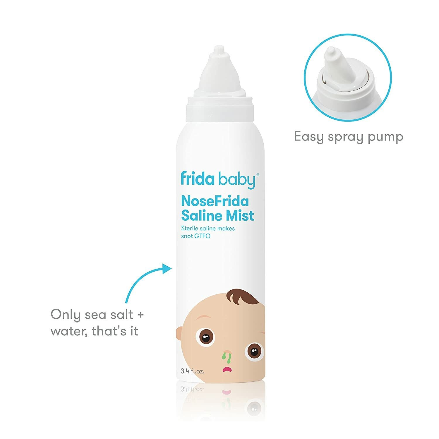 น้ำเกลือล้างจมูก แบบสเปรย์ สำหรับเด็กและทารก NoseFrida Saline Mist 3.4 fl.oz. (Frida Baby®) สเปรย์ฉีดจมูก
