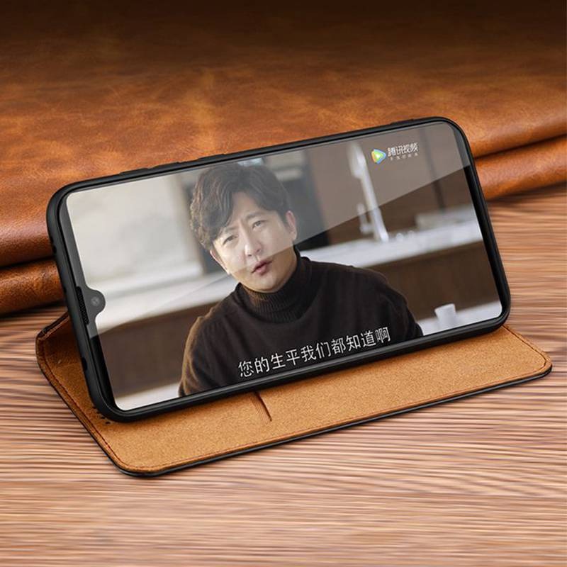 เคส Huawei P30 Pro#เคสแบบฝาพับมีช่องใส่บัตรคุณภาพดี Genuine Leather Cover Soft Natural Leather Case Automatic Adsorption