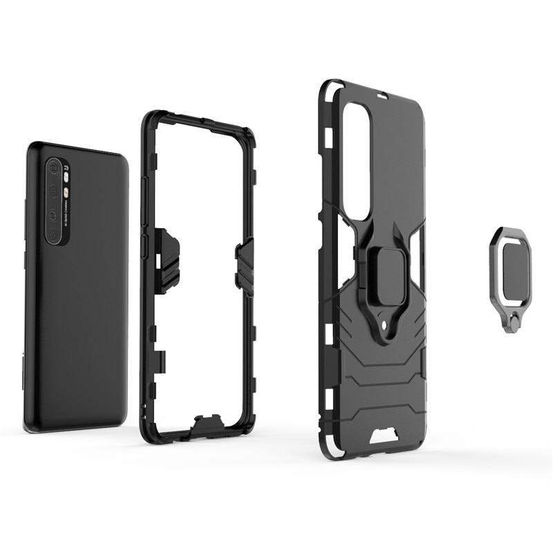 Case Xiaomi Mi Note 10 Lite #เคสฝาหลังพลาสติกแข็ง +TPU Hybrid Case มีแหวนสวมนิ้วโลหะ