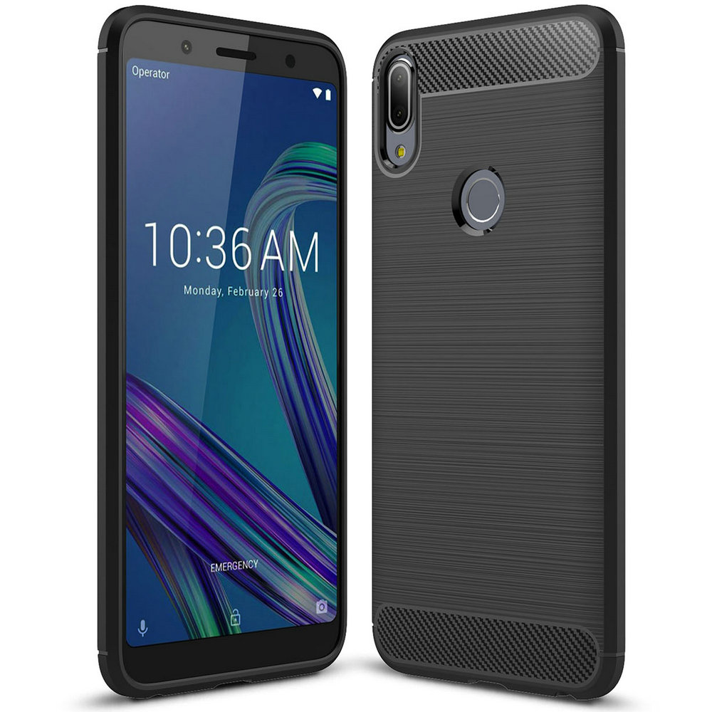เคส Asus Zenfone Max Pro (M1) #เคสฝาหลัง TPU นิ่มคาร์บอนไฟเบอร์ผิวแบบขัดแปรง