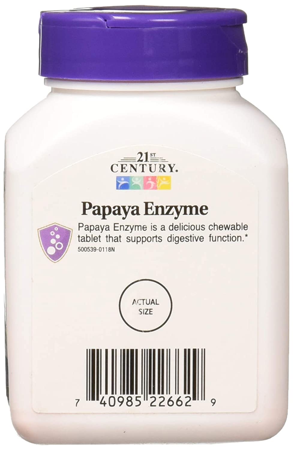21st Century® Papaya Enzyme 100 ChewableTablets เอนไซม์จากมะละกอ & สับปะรด