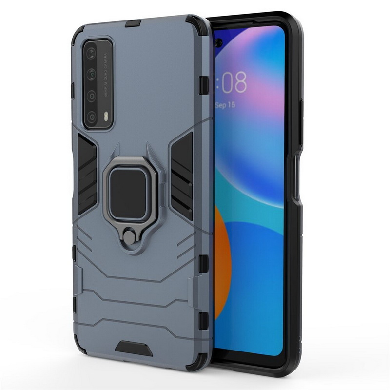 Case Huawei Y7a #เคสฝาหลังพลาสติกแข็ง +TPU Hybrid Case มีแหวนสวมนิ้วโลหะ