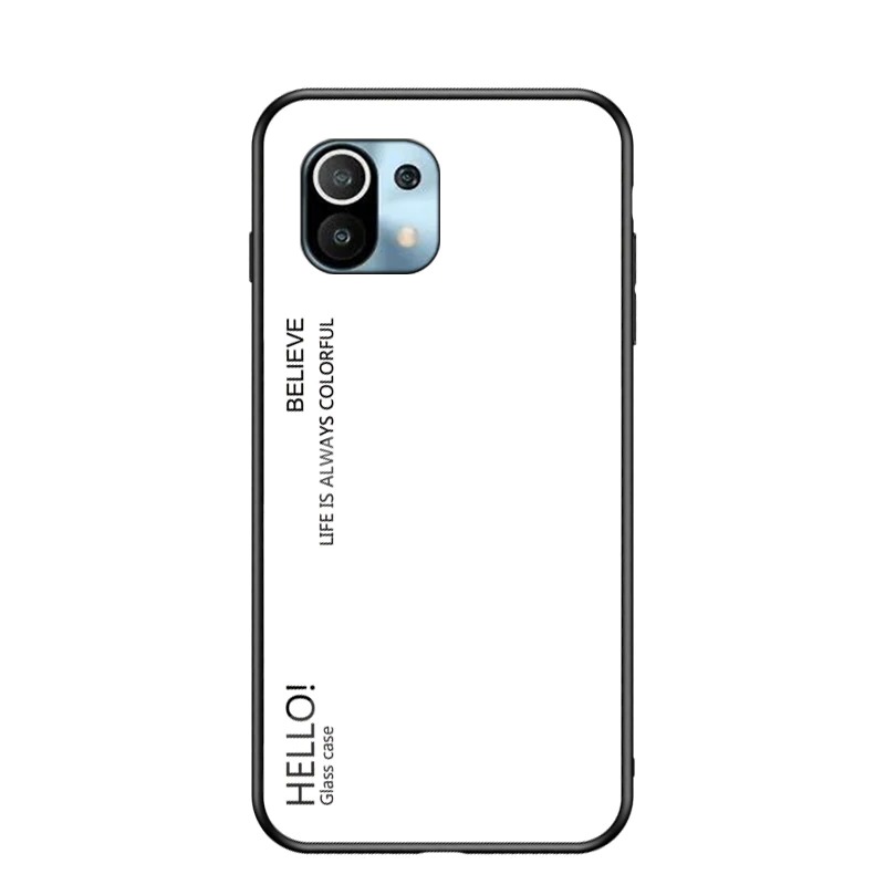 เคส Xiaomi Mi 11 #เคสฝาหลัง Gradient Color Glass + PC + TPU Hybrid Case